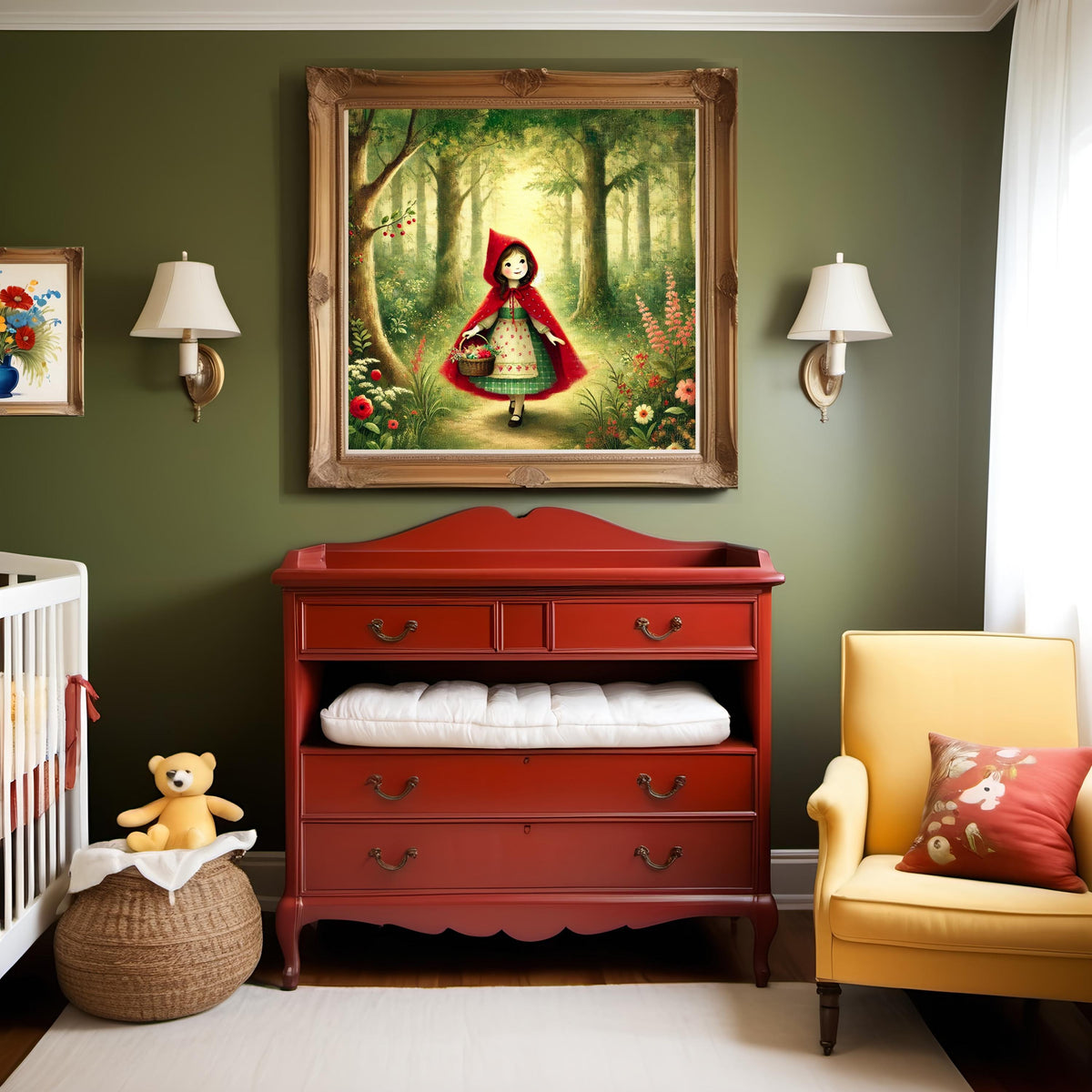 Little Red Riding Hood Print, Vintage Fairy Tale Nursery Art (Digital Download)