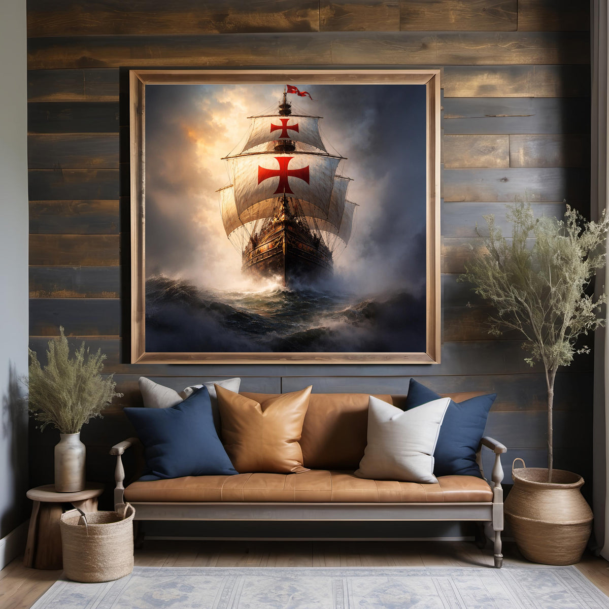 Templar Warship Art Print: Vintage Nautical Home Decor (Digital Download)