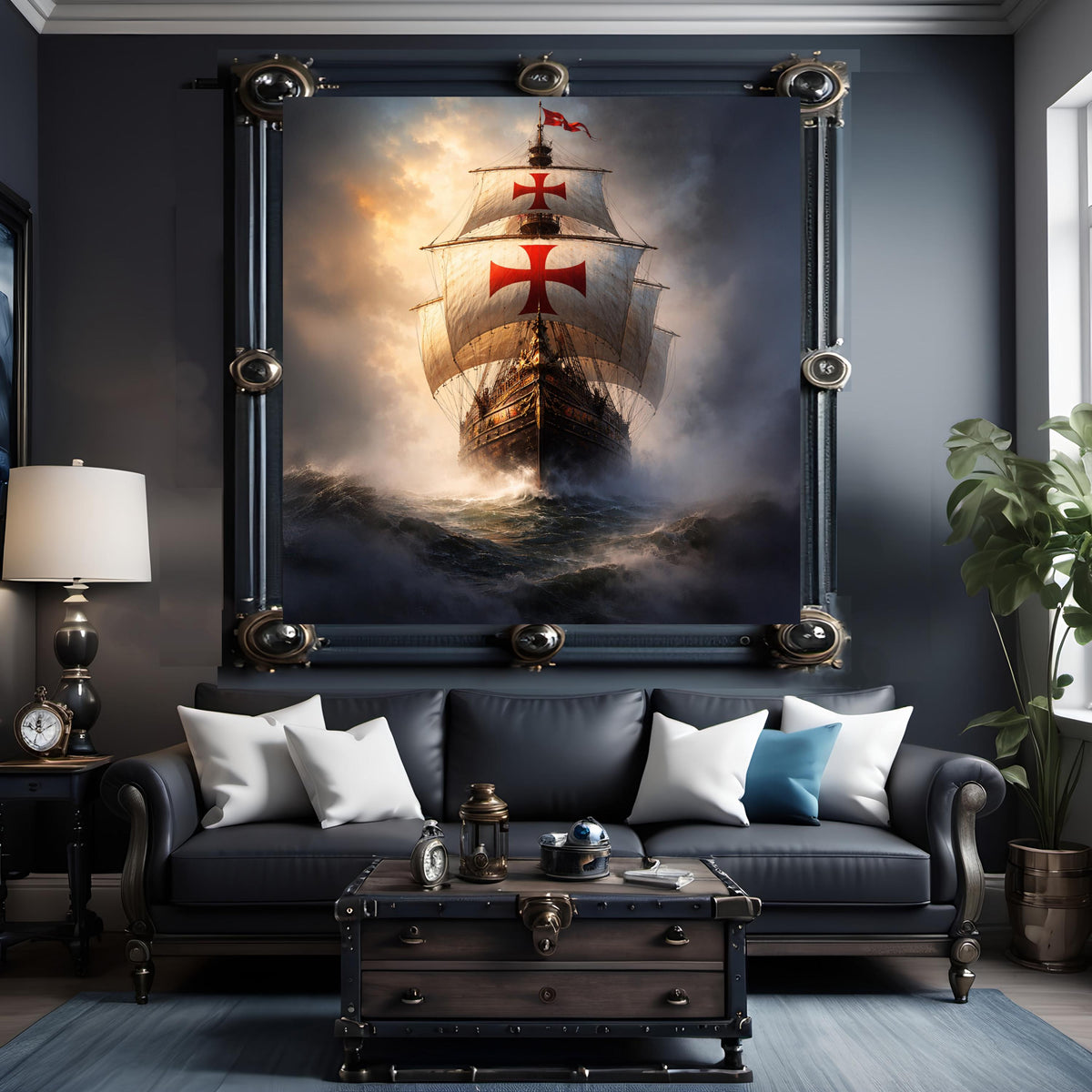 Templar Warship Art Print: Vintage Nautical Home Decor (Digital Download)