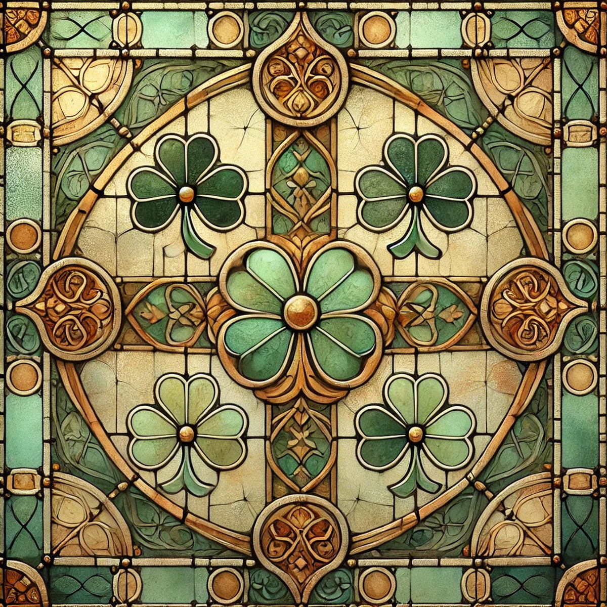 Celtic Shamrock Cross: Stained Glass Art (Digital Download)
