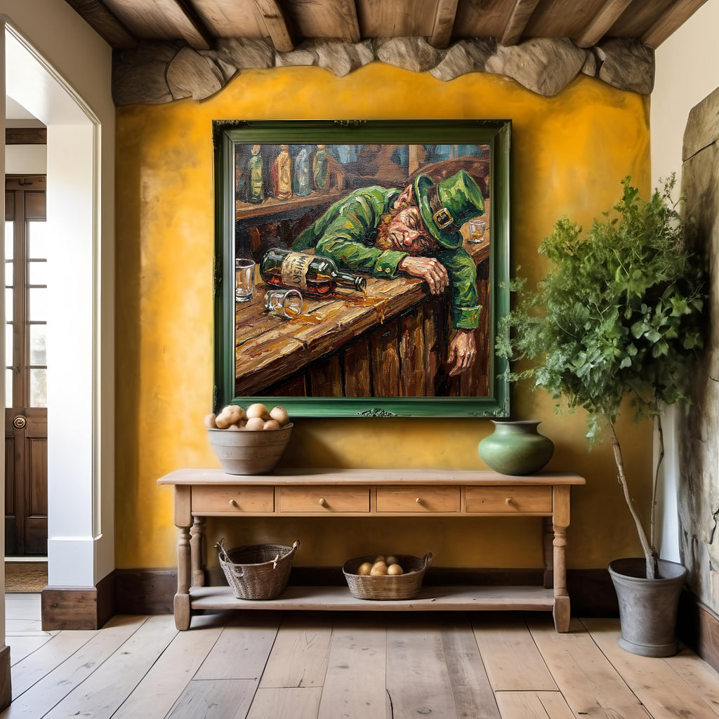 Drunk Leprechaun Oil Painting, Irish Pub Art (Digital Download)