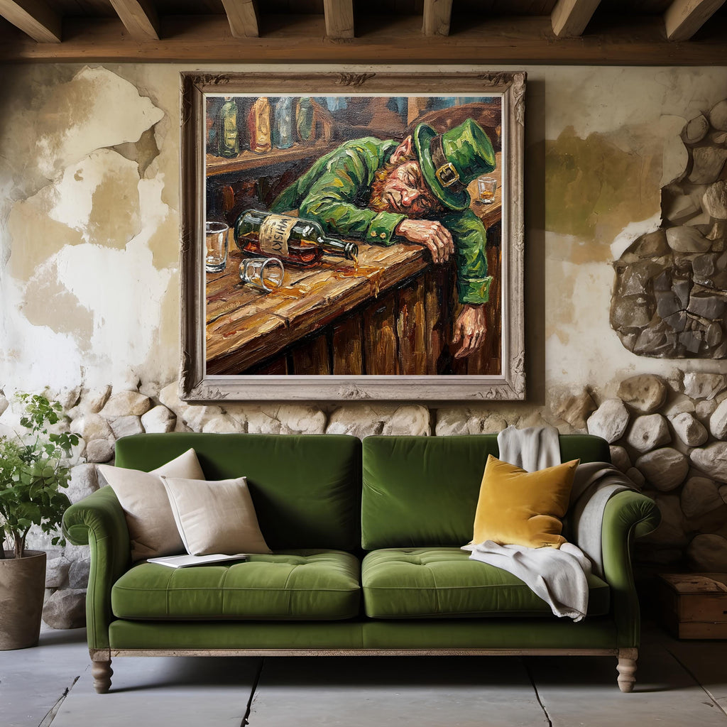 Drunk Leprechaun Oil Painting, Irish Pub Art (Digital Download)