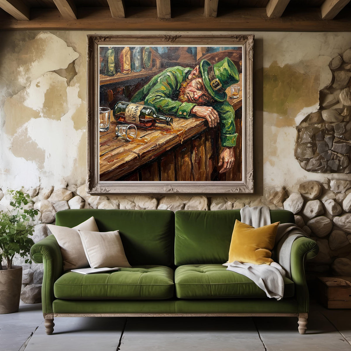 Drunk Leprechaun Oil Painting, Irish Pub Art (Digital Download)