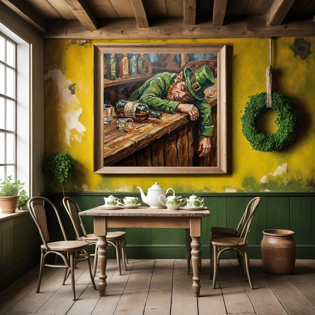 Drunk Leprechaun Oil Painting, Irish Pub Art (Digital Download)
