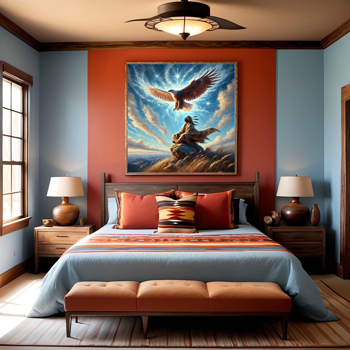 Eagle Spirit Vision Art Native American Wall Decor Spiritual Mountain Eagle Painting Digital Download Indigenous Guardian Artwork