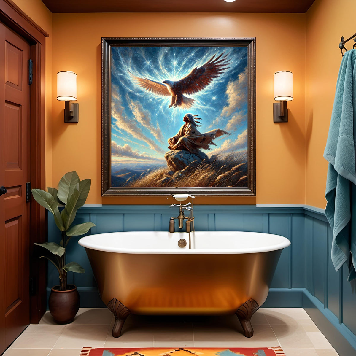 Eagle Spirit Vision Art Native American Wall Decor Spiritual Mountain Eagle Painting Digital Download Indigenous Guardian Artwork