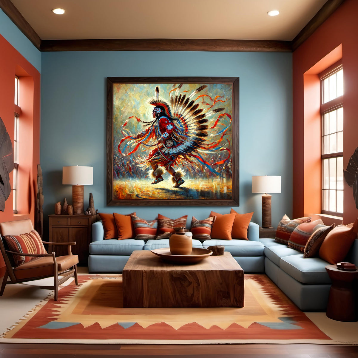 Powwow Dancer Portrait: Indigenous Eagle Dance, Spiritual Oil Painting Style (Digital Download)