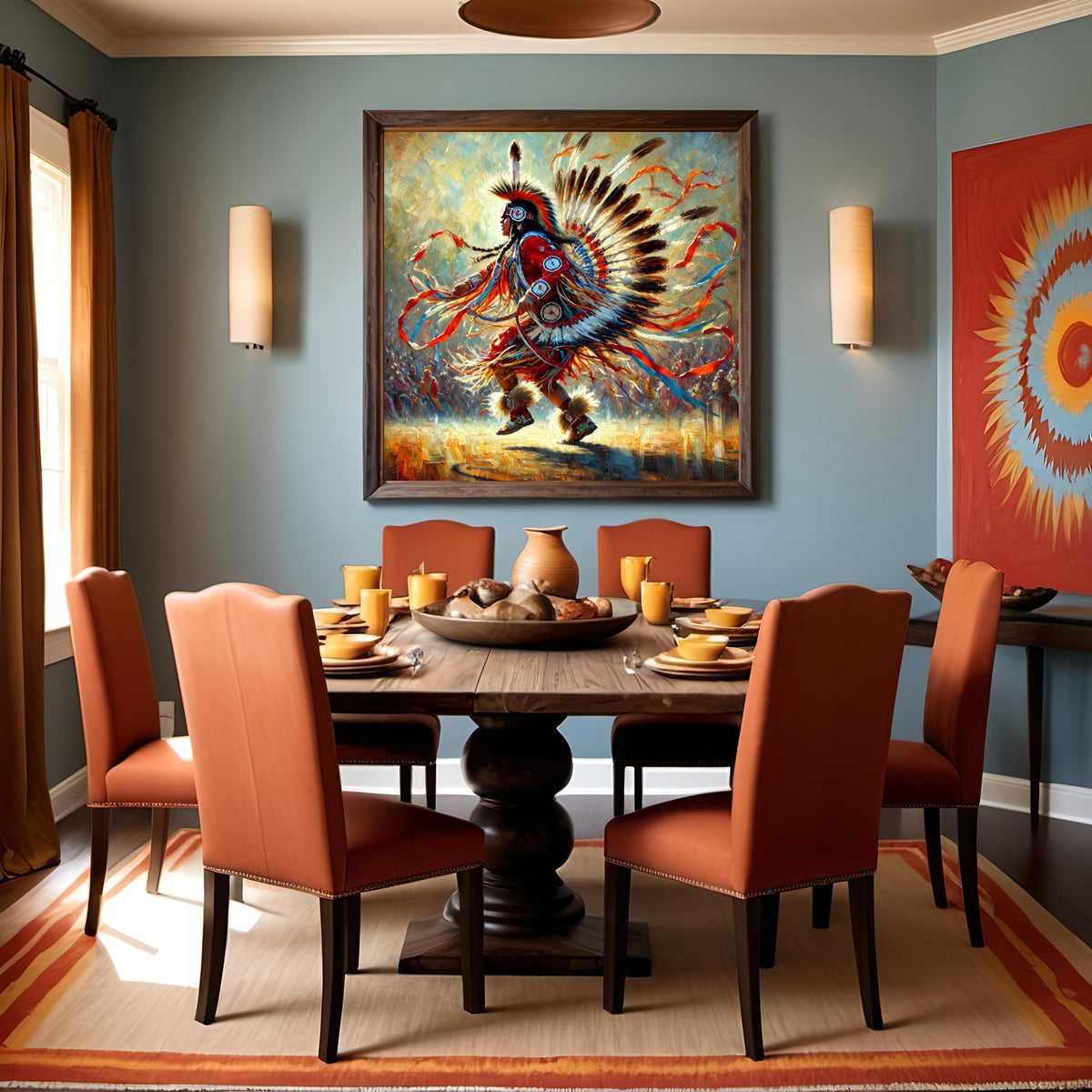Powwow Dancer Portrait: Indigenous Eagle Dance, Spiritual Oil Painting Style (Digital Download)