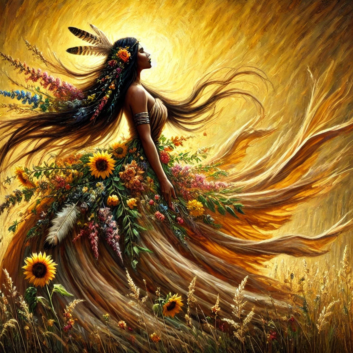 Indigenous Earth Goddess Art Print: Harvest Ascension (Digital Download)