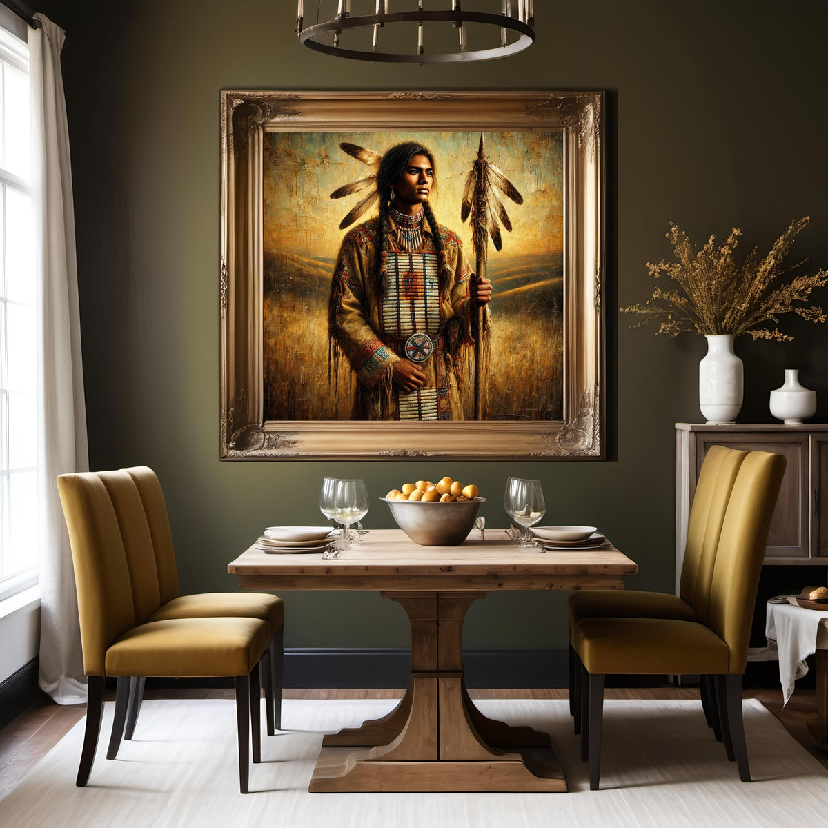 Indigenous Warrior Portrait: Vintage Style Spiritual Art (Digital Download)