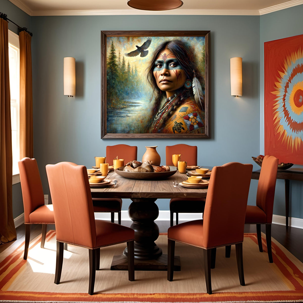 Raven Spirit Guardian: Indigenous Warrior Portrait Cultural Wall Art (Digital Download)