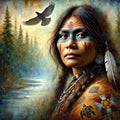 Raven Spirit Guardian: Indigenous Warrior Portrait Cultural Wall Art (Digital Download)