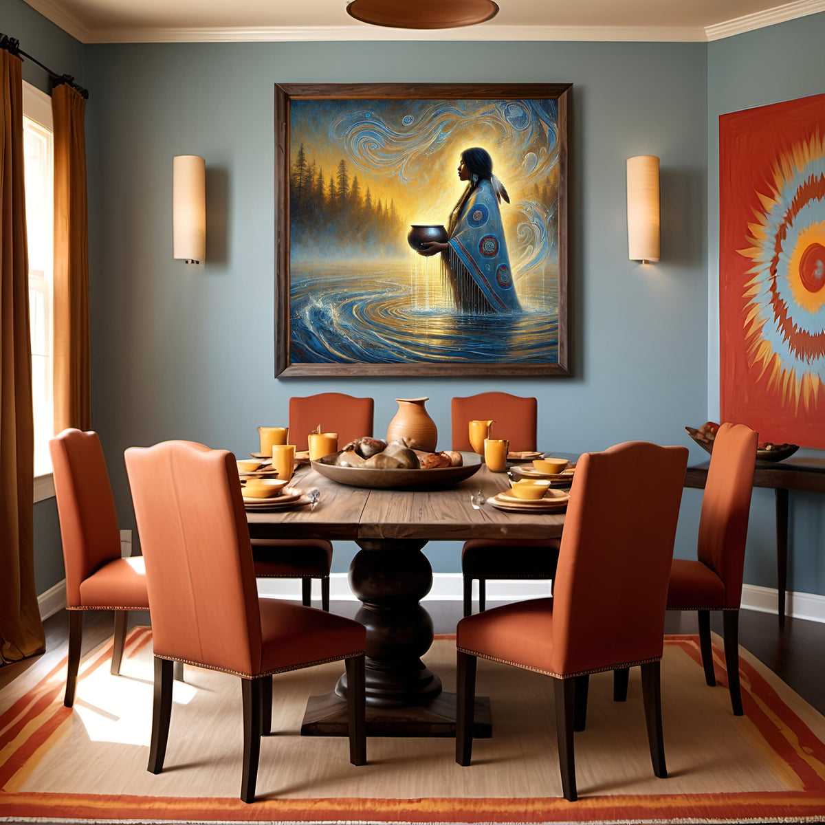 Indigenous Woman River Ceremony Art: Spiritual Portrait Print (Digital Download)