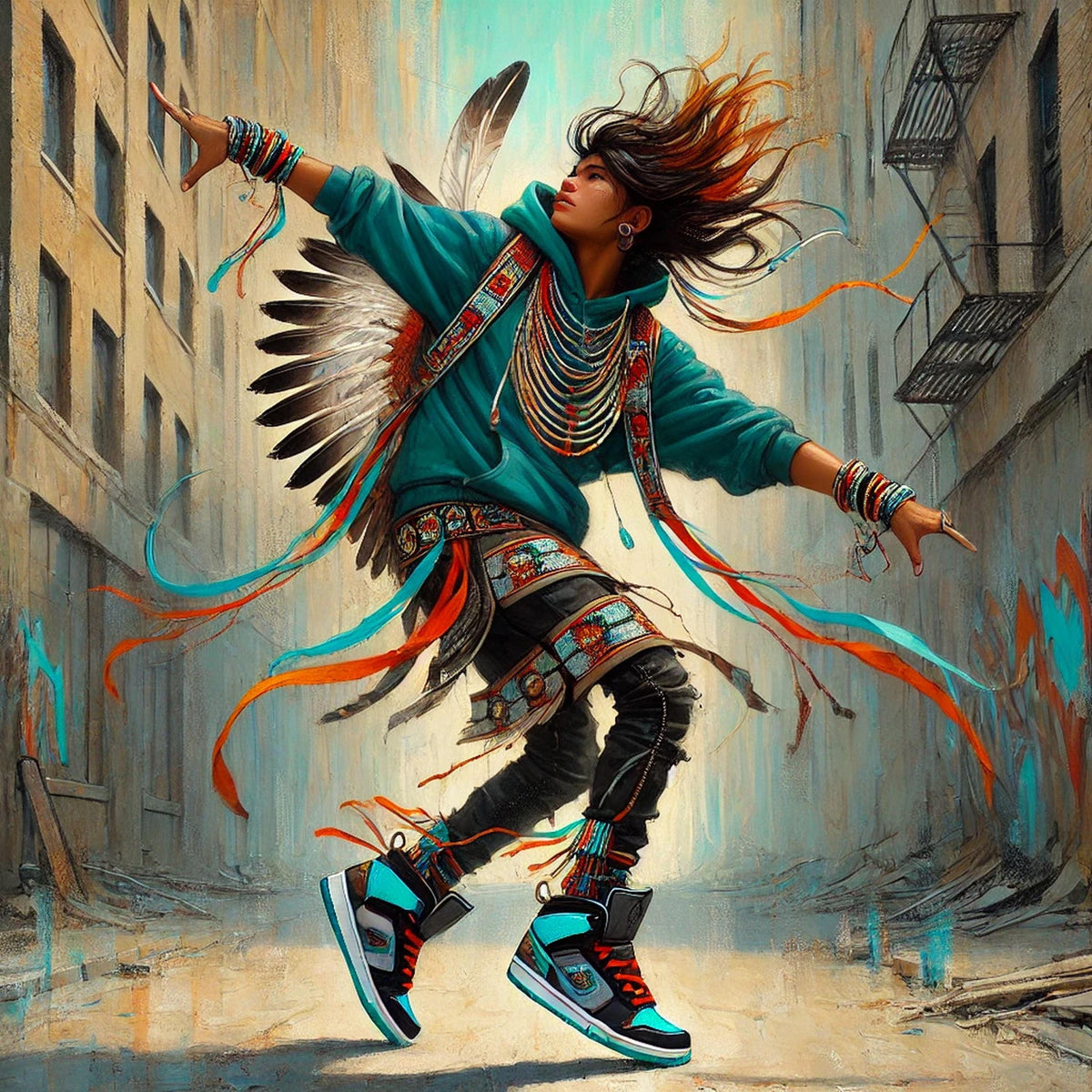 Indigenous Spirit Dancer Art Print: Modern Native Portrait (Digital Download)