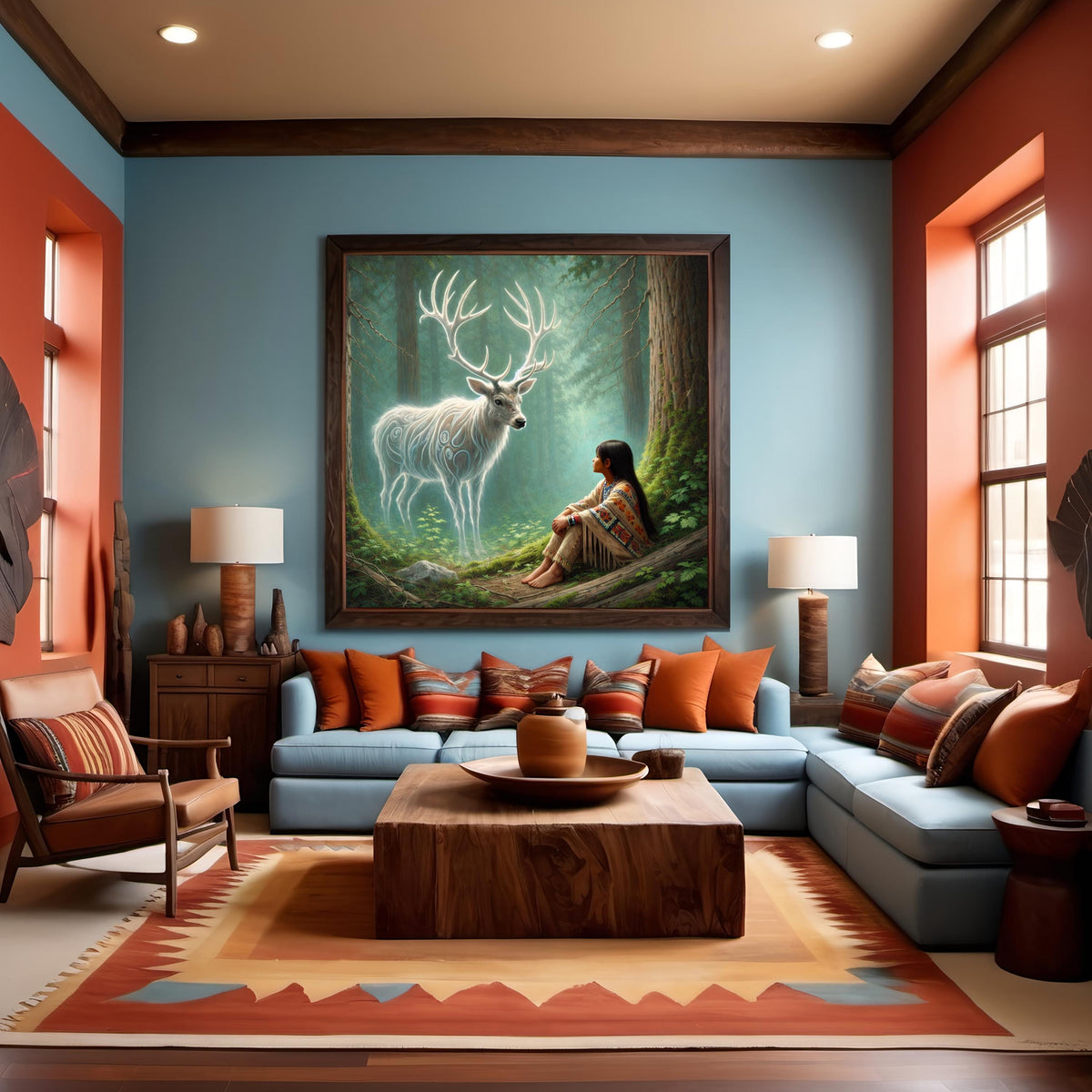 Whisper Between Antlers: Spirit Deer Forest Guardian Native American Art Spiritual Wall Decor (Digital Download)
