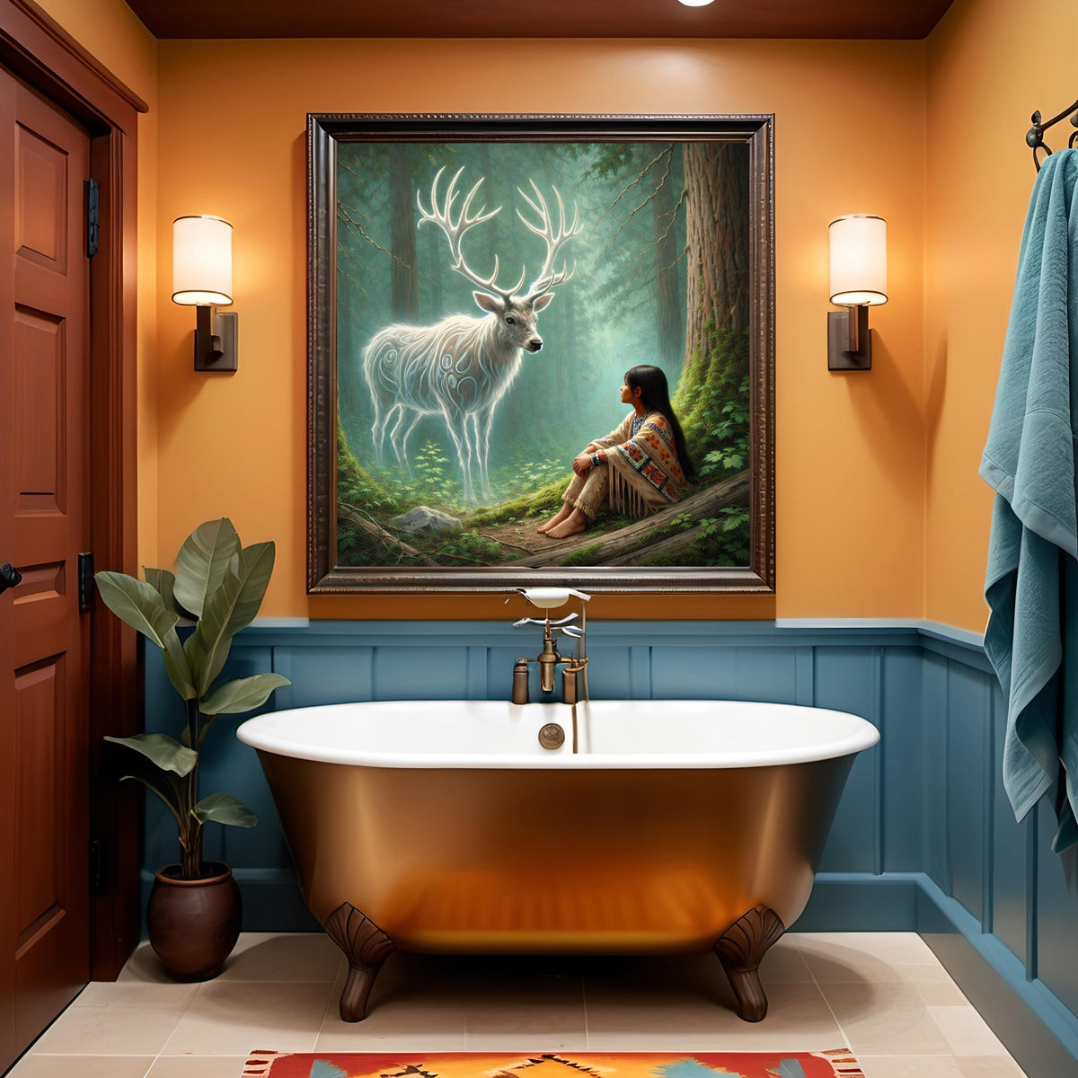 Whisper Between Antlers: Spirit Deer Forest Guardian Native American Art Spiritual Wall Decor (Digital Download)