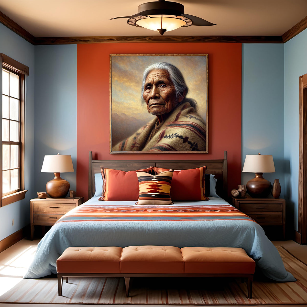 Indigenous Elder Portrait: Vintage Oil Painting Art Print (Digital Download)