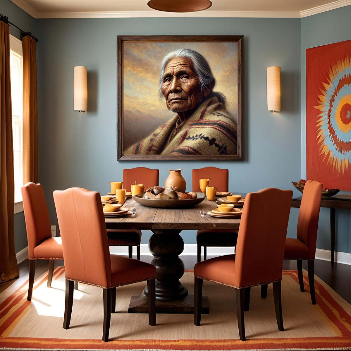 Indigenous Elder Portrait: Vintage Oil Painting Art Print (Digital Download)