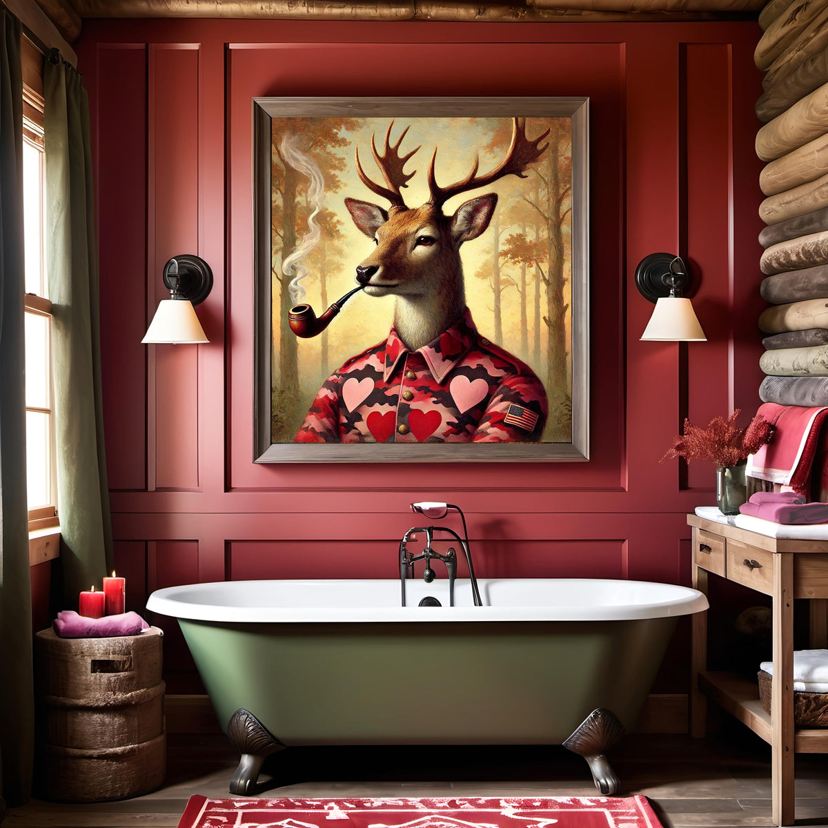 Funny Valentine Deer Portrait | Camo Heart Shirt, Hunter Lodge Decor (Digital Download)