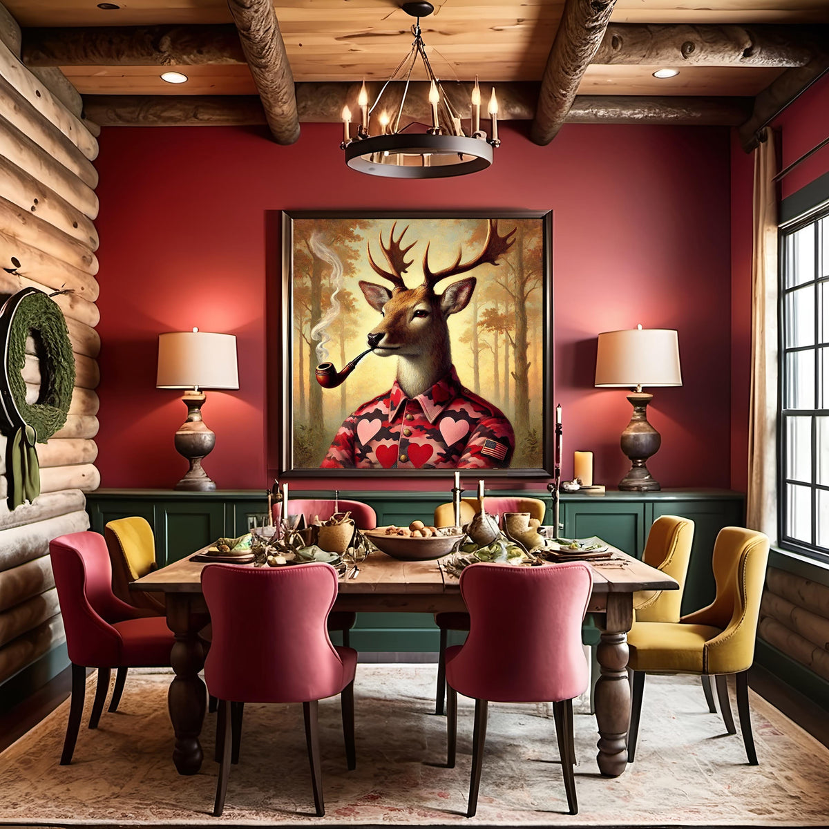 Funny Valentine Deer Portrait | Camo Heart Shirt, Hunter Lodge Decor (Digital Download)
