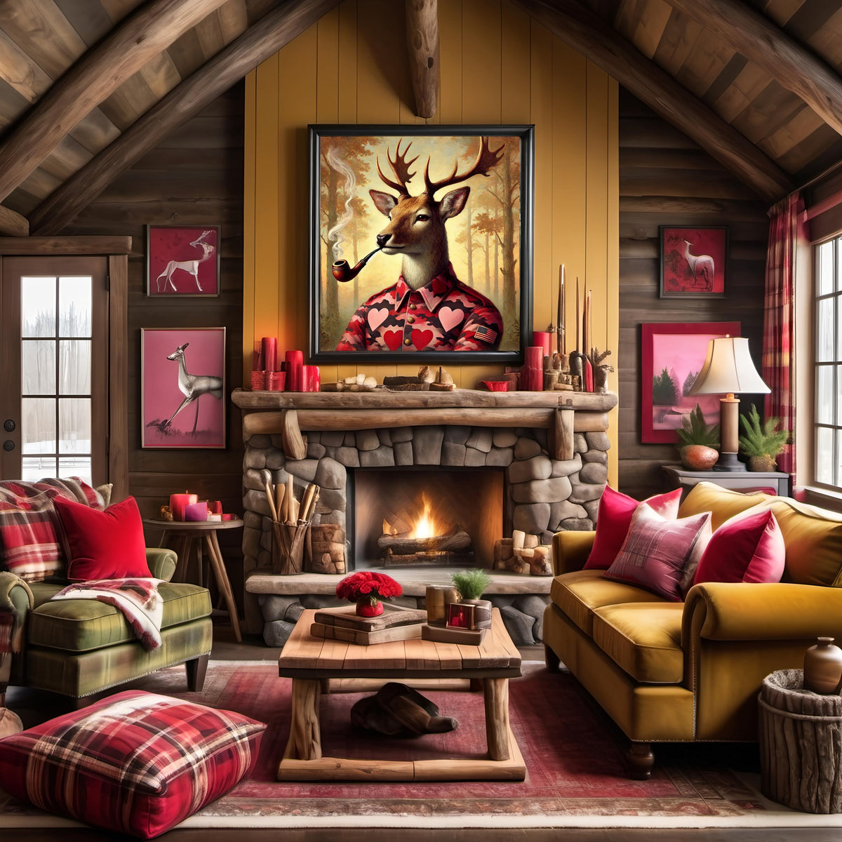 Funny Valentine Deer Portrait | Camo Heart Shirt, Hunter Lodge Decor (Digital Download)