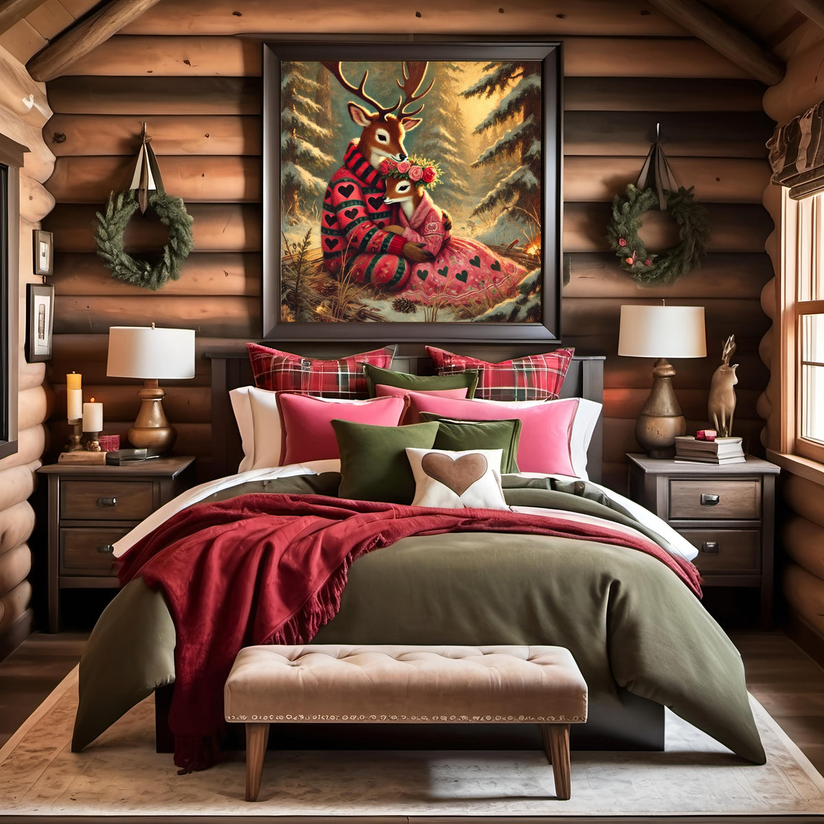 Romantic Deer Couple Art | Valentine's Winter Woodland (Digital Download)