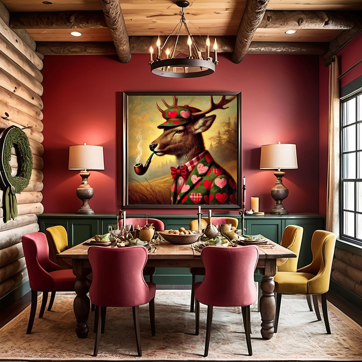 Valentine Deer Art Print | Anthropomorphic Animal, Lodge Decor (Digital Download)