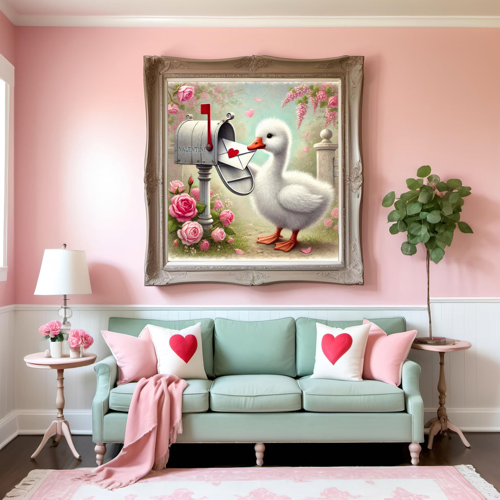 Goose Valentine Art Print | Vintage Storybook Love Letter (Digital Download)