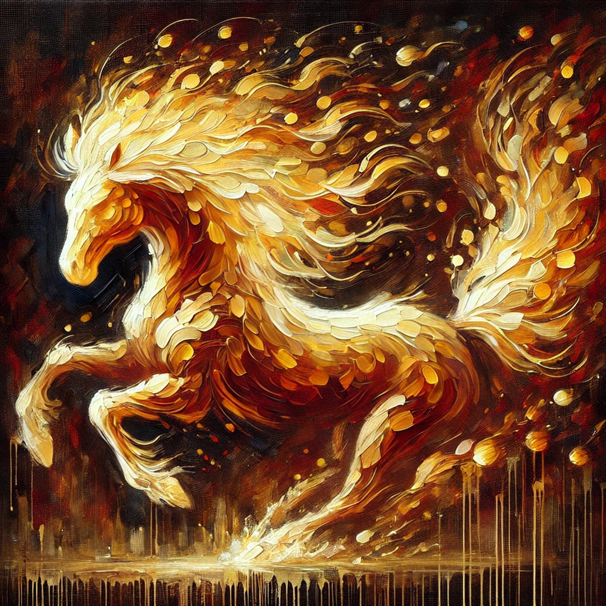 Fire Horse Art Print: Painterly New Year Prosperity Symbol (Digital Download)