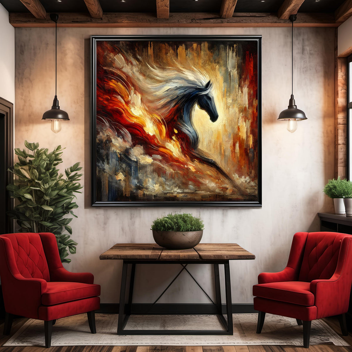 Abstract Fire Horse Art: Impressionist Energy Painting (Digital Download)