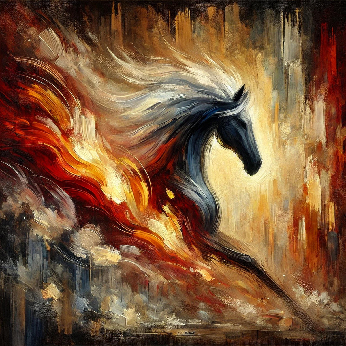 Abstract Fire Horse Art: Impressionist Energy Painting (Digital Download)