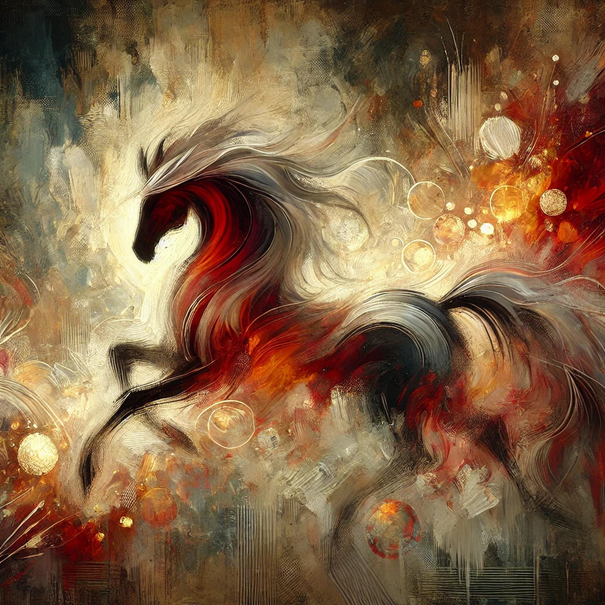 Abstract Fire Horse Art: Expressive Impressionist Painting (Digital Download)