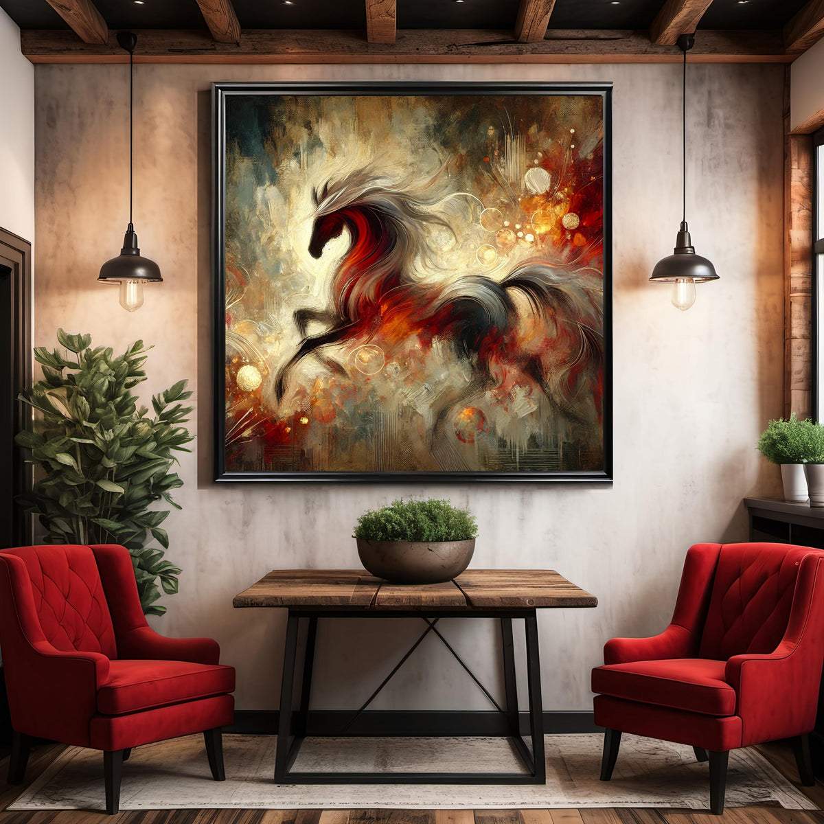 Abstract Fire Horse Art: Expressive Impressionist Painting (Digital Download)