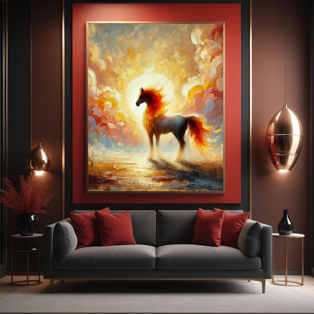 Fire Horse Art Print: Impressionist Lunar New Year Decor (Digital Download)