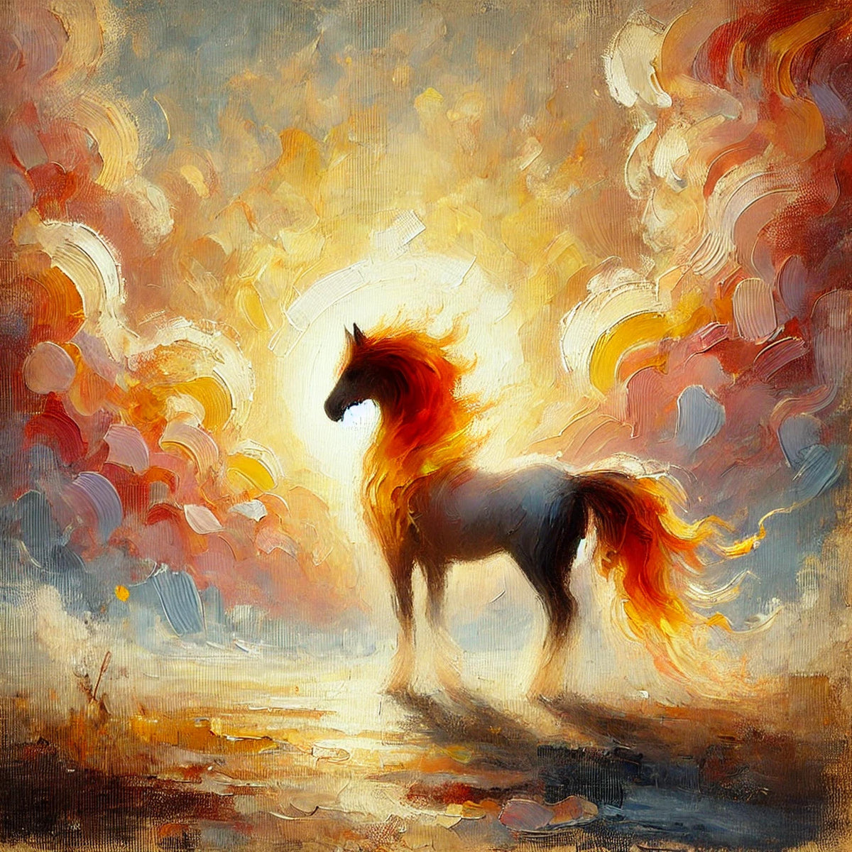 Fire Horse Art Print: Impressionist Lunar New Year Decor (Digital Download)