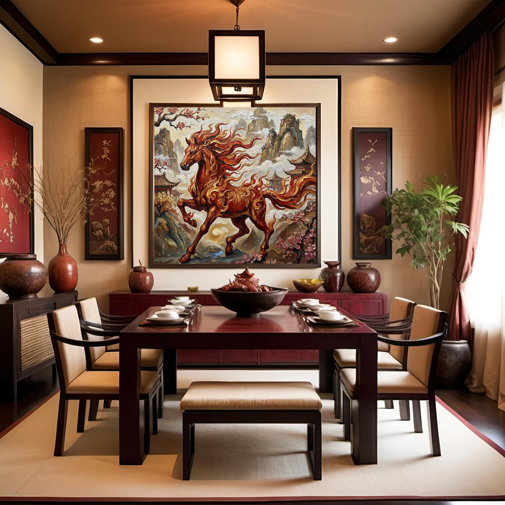 Fire Horse Lunar New Year Art Print: Chinese Zodiac Fantasy