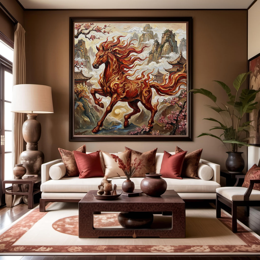 Fire Horse Lunar New Year Art Print: Chinese Zodiac Fantasy