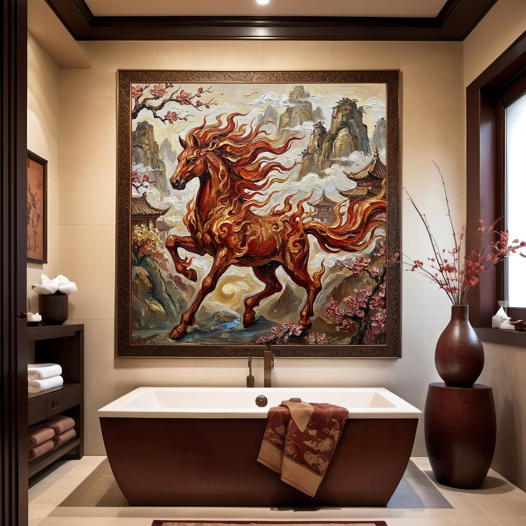 Fire Horse Lunar New Year Art Print: Chinese Zodiac Fantasy