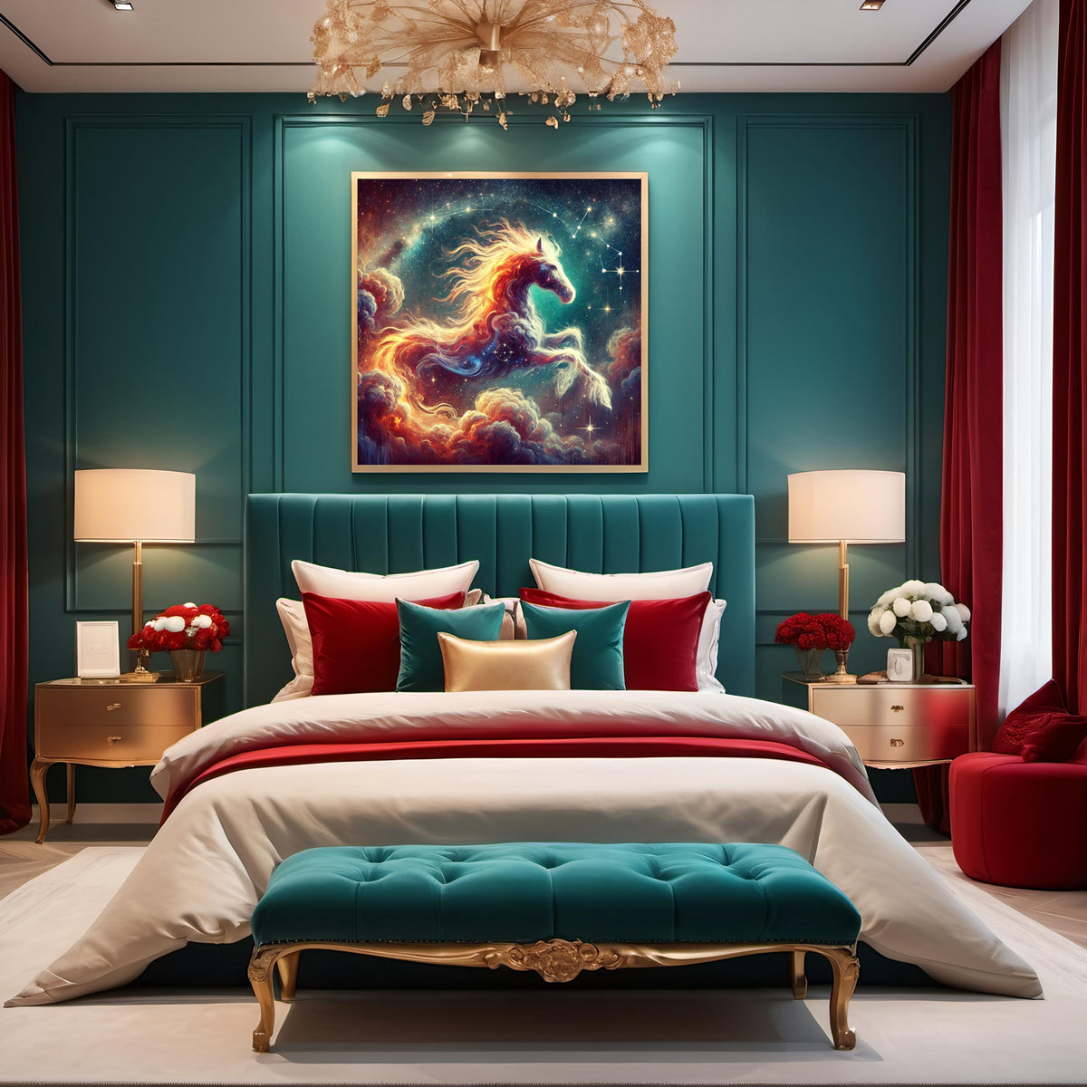 Celestial Fire Horse Art Print: Chinese Zodiac Astrology (Digital Download 4096x4096px PNG)