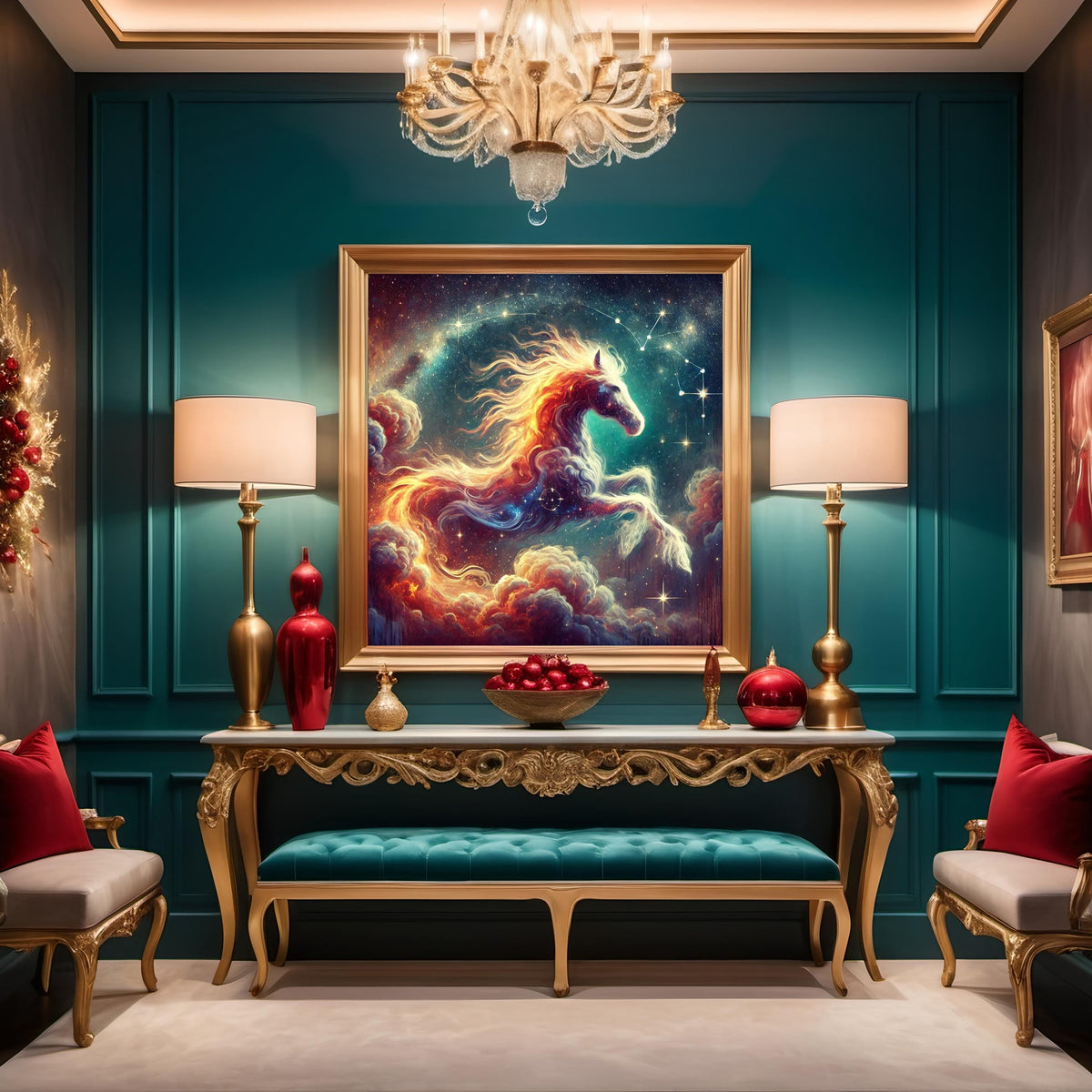 Celestial Fire Horse Art Print: Chinese Zodiac Astrology (Digital Download 4096x4096px PNG)