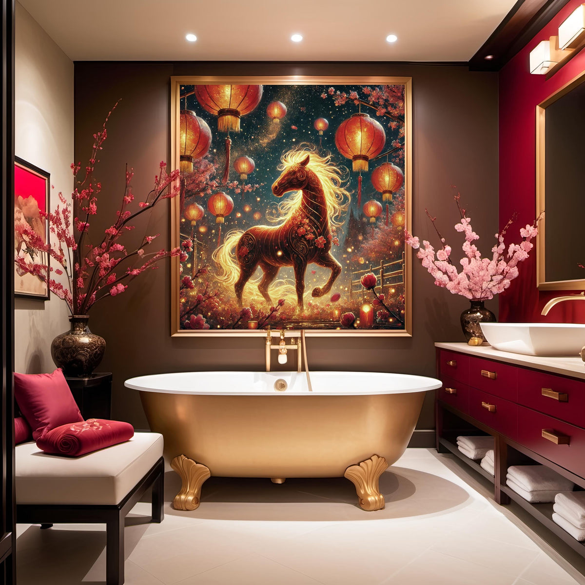 Fire Horse Lunar New Year Art Print, Chinese Zodiac (Digital Download)