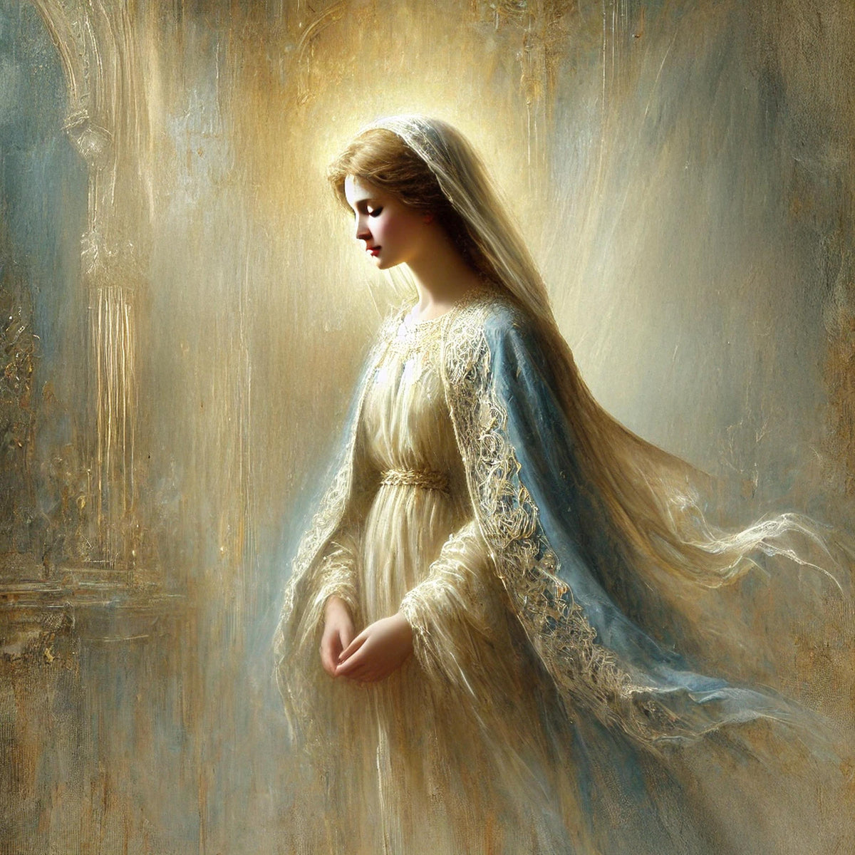 Annunciation of Mary Art Print, Vintage Religious Oil Painting (Digital Download)