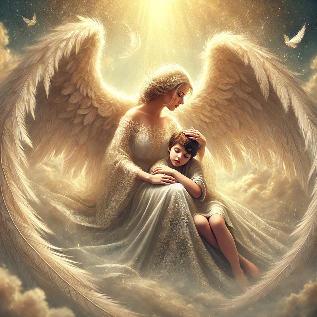 Guardian Angel Print, Comforting Child, Vintage Nursery Art (Digital Download)