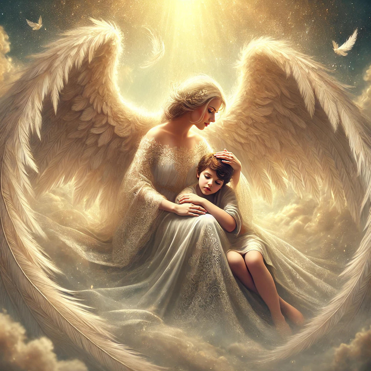 Guardian Angel Print, Comforting Child, Vintage Nursery Art (Digital Download)