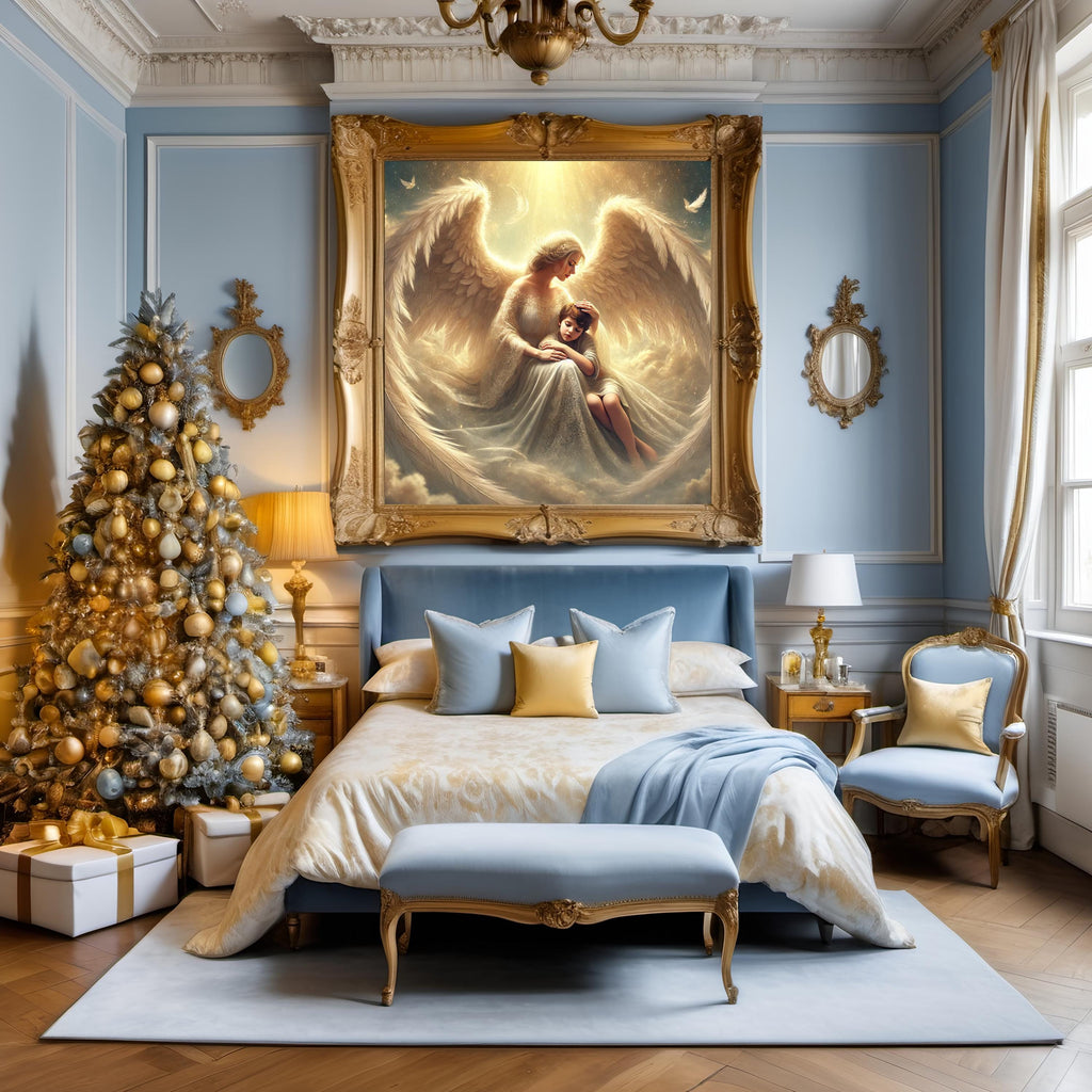 Guardian Angel Print, Comforting Child, Vintage Nursery Art (Digital Download)