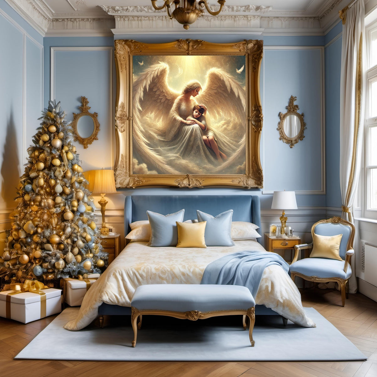 Guardian Angel Print, Comforting Child, Vintage Nursery Art (Digital Download)