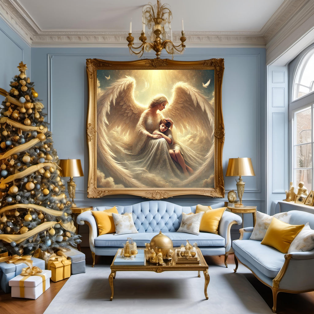 Guardian Angel Print, Comforting Child, Vintage Nursery Art (Digital Download)