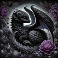 Black Baby Dragon Art Print, Gothic Nursery Decor (Digital Download)
