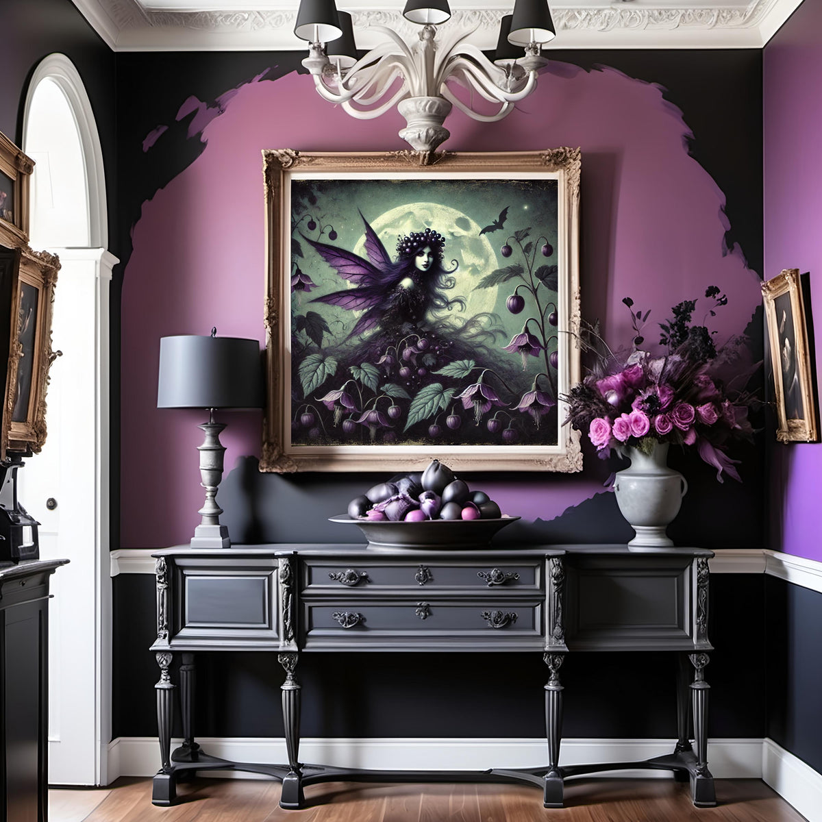 Gothic Nightshade Fairy Art: Vintage Fantasy Oil Painting (Digital Download)