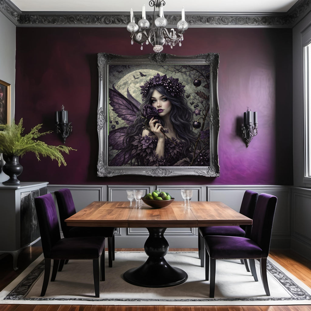 Gothic Fairy Art: Moonlit Blackberry Rose, Vintage Fantasy (Digital Download)